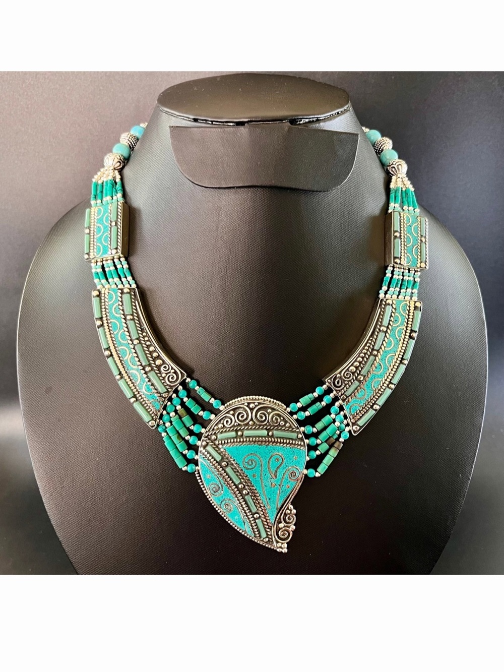 Turquoise Statement Bib Necklace - Women Jewelry Nepal